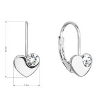 Stříbrné visací náušnice se Swarovski krystaly srdíčka 31299.1 bílé