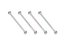 Industrial piercing s kamínky, barva čirá