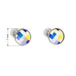 Stříbrné náušnice pecka s krystaly Swarovski AB efekt kulaté 31137.2