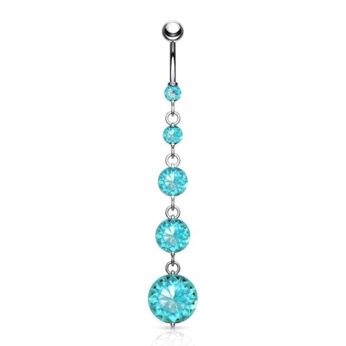 Piercing do pupíku dlouhý s kameny