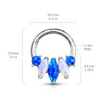 Piercing kruh segment se syntetickými opály 1,2 x 8 mm