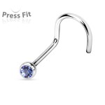 Zahnutý piercing do nosu, zirkon 2mm (černá)
