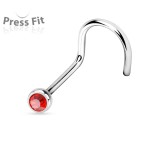 Zahnutý piercing do nosu, zirkon 2mm (černá)