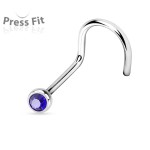 Zahnutý piercing do nosu, zirkon 2mm (černá)