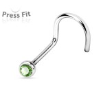 Zahnutý piercing do nosu, zirkon 2mm (černá)