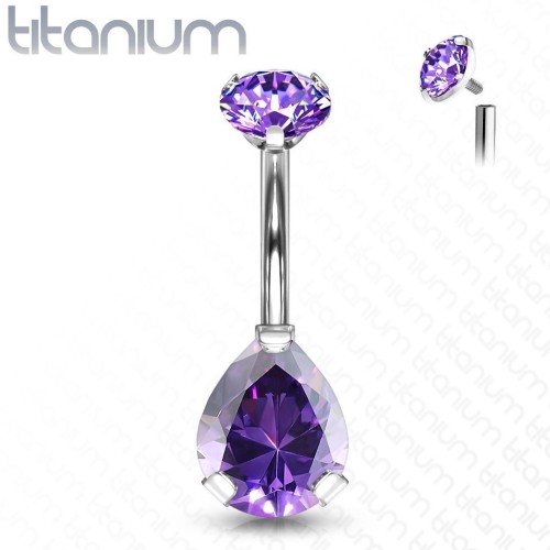 Piercing do pupíku kapka - TITAN (fialová)