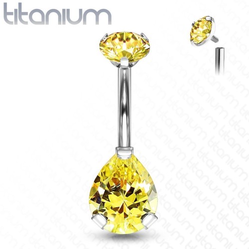 Piercing do pupíku kapka - TITAN (žlutá)