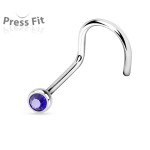 Zahnutý piercing do nosu, zirkon 2,5 mm (žlutá)