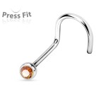 Zahnutý piercing do nosu, zirkon 2,5 mm (žlutá)
