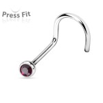 Zahnutý piercing do nosu, zirkon 2,5 mm (žlutá)