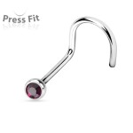 Zahnutý piercing do nosu, zirkon 2,5 mm (tmavě fialová)