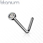Zahnutý piercing do nosu - titan (modrá)