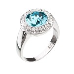 Stříbrný prsten s krystaly Swarovski tyrkysový kulatý 35026.3 [0]