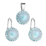 Sada šperků s krystaly Swarovski náušnice a přívěsek se světle modrou matnou perlou kulaté 39091.3 [0]