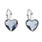 Stříbrné náušnice visací s krystaly Swarovski modré srdce 31240.3 [0]