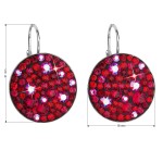 Stříbrné náušnice visací s krystaly Swarovski červené kulaté 31161.3 cherry [1]