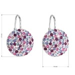Stříbrné náušnice visací s krystaly Swarovski mix fialové kulaté 31176.3