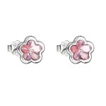 Stříbrné náušnice pecka s krystaly Swarovski růžová kytička 31255.3 light rose [0]