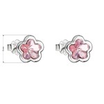 Stříbrné náušnice pecka s krystaly Swarovski růžová kytička 31255.3 light rose [3]