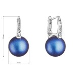 Stříbrné náušnice visací se Swarovski perlou a krystaly 31301.3 tmavě modré [3]