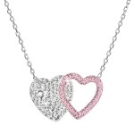 Stříbrný náhrdelník dvojité srdce se Swarovski krystaly 32079.3 lt.rose [0]