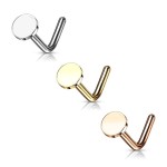 Zahnutý piercing do nosu placka (růžové zlato)