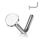 Zahnutý piercing do nosu placka (růžové zlato)