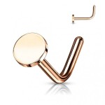 Zahnutý piercing do nosu placka (růžové zlato)