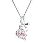 Stříbrný náhrdelník se Swarovski krystaly srdce růžové 32071.3 [0]