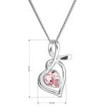 Stříbrný náhrdelník se Swarovski krystaly srdce růžové 32071.3 [3]