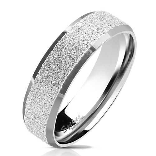Ocelový prsten pískovaný, šíře 6 mm (55)