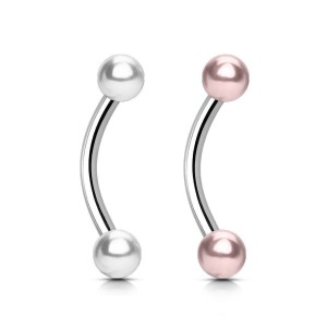 Piercing do obočí - perličky, tyčka 1,2 x 10 mm