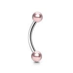 Piercing do obočí - perličky bílé, 1,2 x 10 mm, kuličky 4 mm