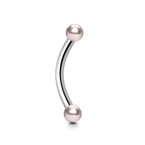 Piercing do obočí - perličky, tyčka 1,2 x 8 mm (růžová)