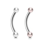 Piercing do obočí - perličky, tyčka 1,2 x 8 mm (růžová)