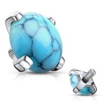 Náhradní kamínek opál k labretě, průměr 4 mm (tyrkys)