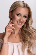 Stříbrný náramek se Swarovski krystaly růžová kytička 33117.3