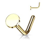 Zahnutý piercing do nosu placka (žluté zlato)