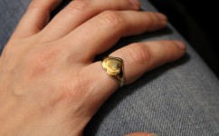 Zlacený ocelový prsten srdce s možností rytiny (52) [5]