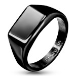 Černý ocelový prsten s možností rytiny (65) [0]