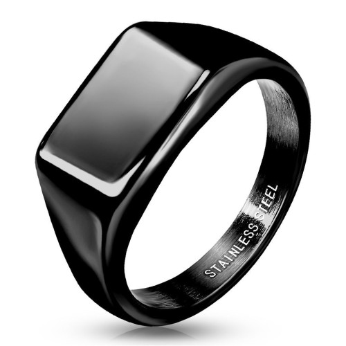 Černý ocelový prsten s možností rytiny (65)