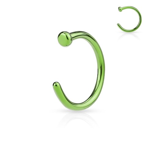Piercing do nosu - kruh zelený (1,0 x 8 mm)
