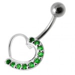 Stříbrný piercing do pupíku - srdce (růžová)