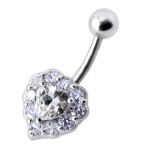 Stříbrný piercing do pupíku - srdce (tyrkysová)