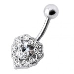 Stříbrný piercing do pupíku - srdce (růžová)
