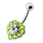 Stříbrný piercing do pupíku - srdce (růžová)