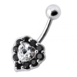 Stříbrný piercing do pupíku - srdce (růžová)