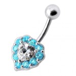 Stříbrný piercing do pupíku - srdce (růžová)