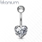 Piercing do pupíku srdce - TITAN (tyrkysová)