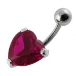 Stříbrný piercing do pupíku - srdíčko (čirá)